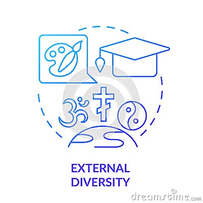 External diversity blue gradient concept icon Vector Illustration