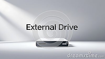 External drive text with sleek design for data storage and backup solutions Stock Photo