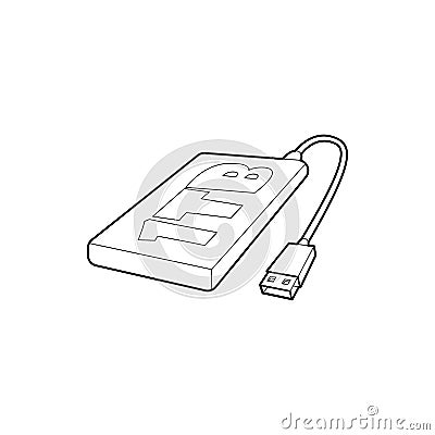 External hard drive 1tb icon, outline style Vector Illustration