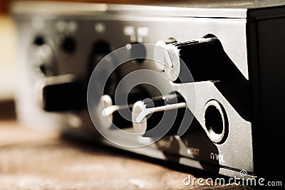 External sound card with microphone connection Stock Photo