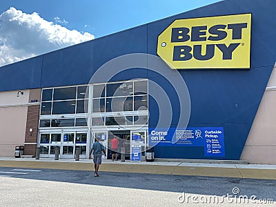 The exterior storefront of a Best Buy electronics retail store chain located in Orlando, Florida Editorial Stock Photo