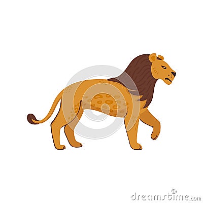 Extinct animals. Panthera atrox. Prehistoric extinct american Lion. Flat style vector illustration isolated on white Vector Illustration