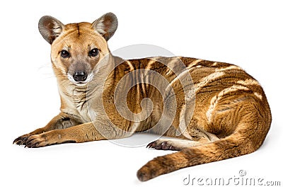 an extinct Tasmanian Tiger Thylacine Isolated on white background Stock Photo
