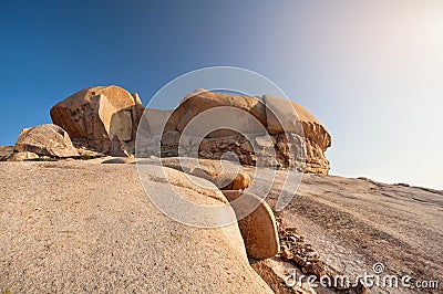 Extinct volcano at sunset Stock Photo