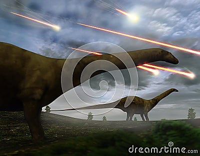 Extinction Of The Dinosaurs Meteor Shower Stock Photo