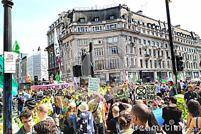 Extinction Rebellion at Oxford Circus Editorial Stock Photo