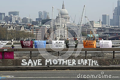 Extinction rebellion protest waterloo bridge london Editorial Stock Photo