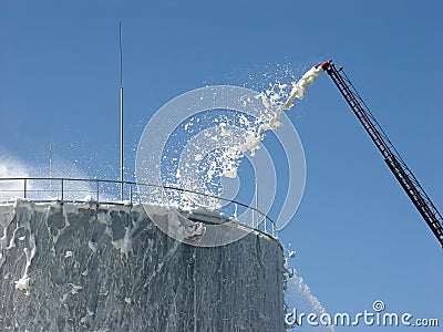 Extinguishing of the oil store Stock Photo