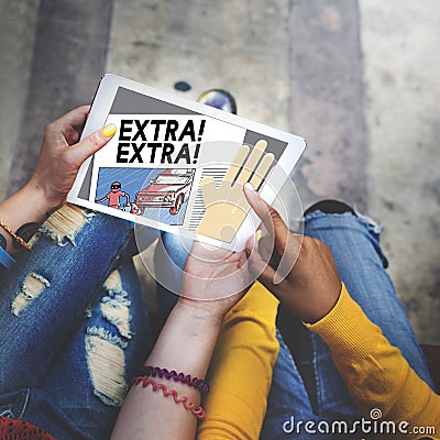 Extra Above High Motivation Urgency Newspaper Concept Stock Photo