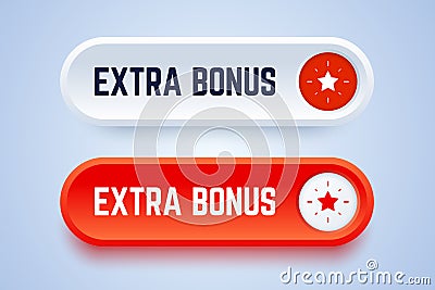 Extra bonus button with star sign. Vector Illustration