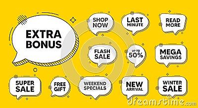 Extra bonus offer symbol. Special gift promo sign. Offer speech bubble icons. Vector Stock Photo