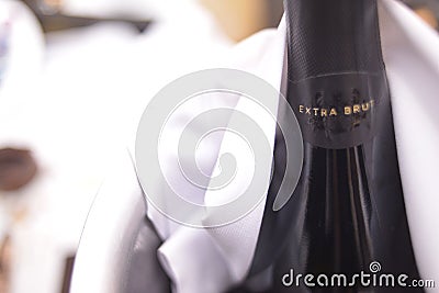 Extra brut bubbles wine for wedding Editorial Stock Photo