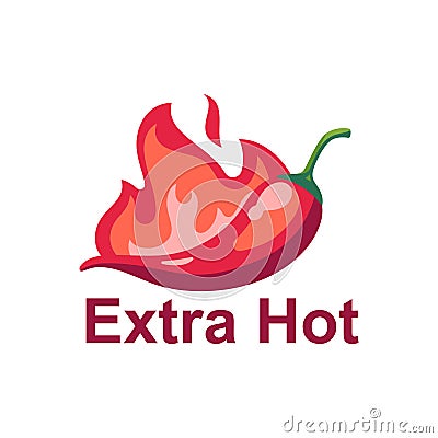 Extra hot spicy chili pepper icons, Vector Asian and Mexican spicy food and sauce Vector Illustration