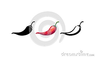 Extra hot spicy chili pepper icons, Vector Asian and Mexican spicy food and sauce Vector Illustration