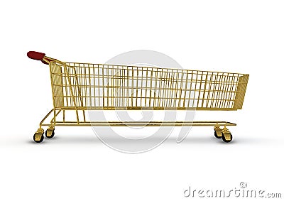 Extra large golden shopping trolley Stock Photo