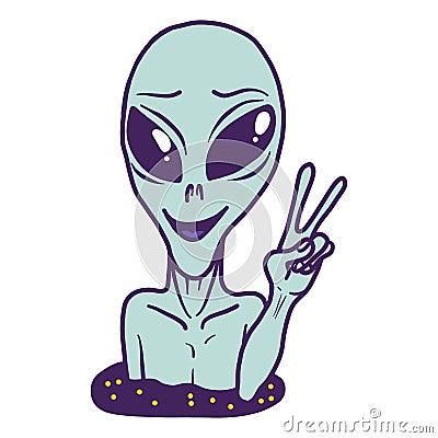 Extra terrestrial icon, hand drawn style Vector Illustration