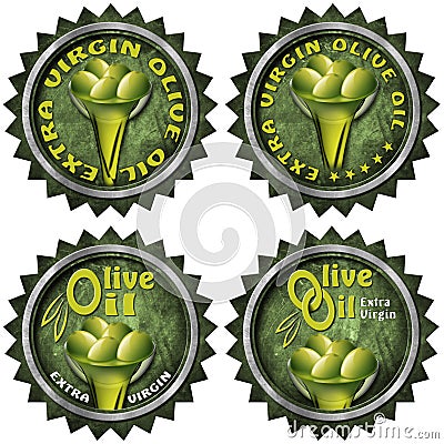 Extra Virgin Olive Oil - Four Labels Stock Photo