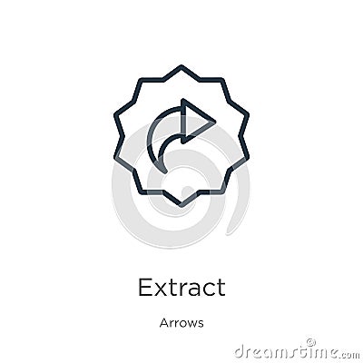 Extract icon. Thin linear extract outline icon isolated on white background from arrows collection. Line vector sign, symbol for Vector Illustration