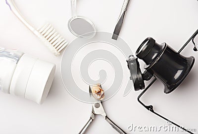 Extracted teeth with cavity Stock Photo