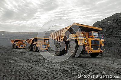 Extraction of minerals. Mining and transport equipment. Autodumpers. Editorial Stock Photo