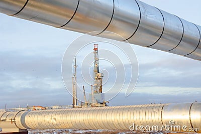 Extraction of oil on the north field. Stock Photo