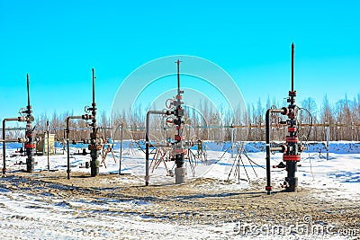 Extraction of oil on the north field. Stock Photo