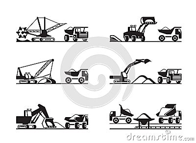 Extraction of ore from open pit Vector Illustration