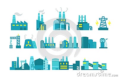 Extraction petroleum. Set of factory illustration Vector Illustration