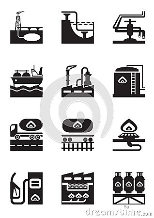 Extraction and processing of gas Vector Illustration