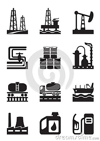 Extraction and processing of oil Vector Illustration