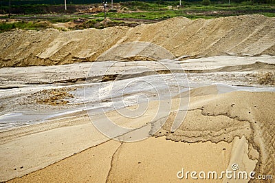 Extraction of sand, sand pit with water Stock Photo