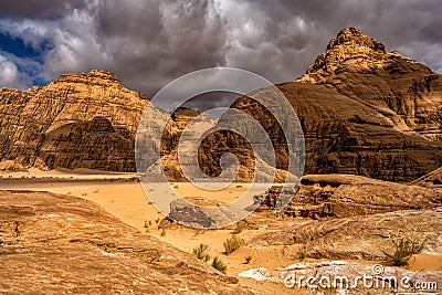 Extraordinary mountain desert landscape, Wadi Rum Protected Area, Jordan Stock Photo