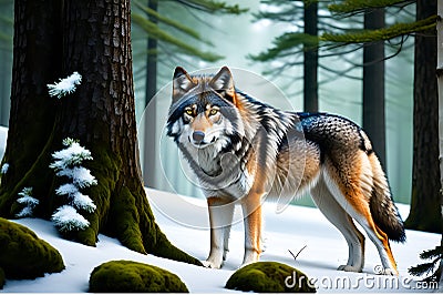 Full body close up of highly detailed photograph of wolf Stock Photo