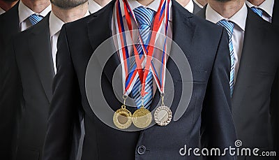 Extraordinary successful employee was awarded for his excellent skills Stock Photo