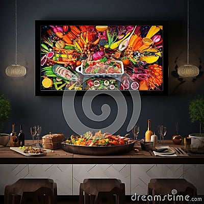 Extravagant Reception Buffet in Vibrant Art Style Stock Photo