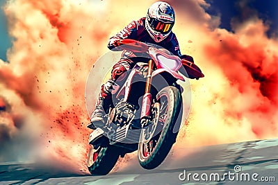 Extreme Athlete in Sport Motorcycles Race - Thrilling Speed and Adrenaline Rush, Generative Ai Stock Photo