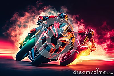 Extreme athlete Sport Motorcycles Racing on race track , Generative Ai Stock Photo