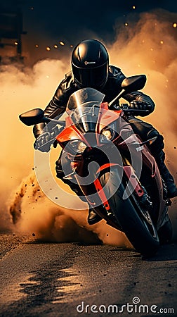 Extreme athletes navigate race track on sport motorcycles, racing for ultimate triumph Stock Photo