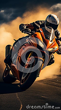 Extreme athletes navigate race track on sport motorcycles, racing for ultimate triumph Stock Photo