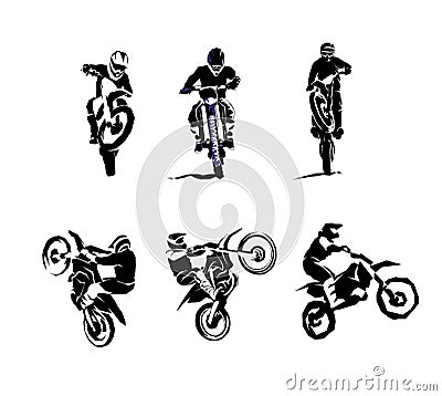 Extreme bike big vector set 6x, motocross Vector Illustration