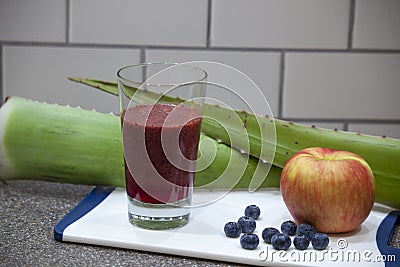 An Extreme Close-Up of a Aloe Vera Smoothie with Extra Fruit Stock Photo