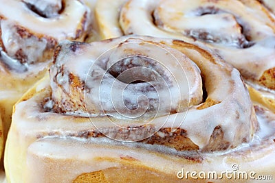 Extreme Close Up of Cinnamon Buns Stock Photo