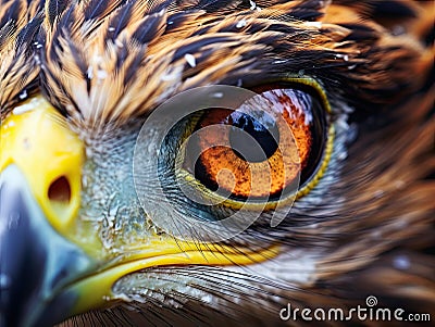 Extreme close-up of a eagle eye, showing the intricate pattern and colors Stock Photo