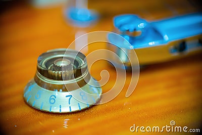 Close up of an electric guitar volume knob Stock Photo