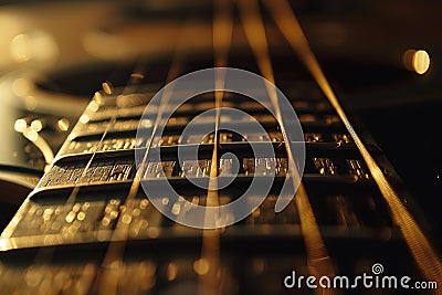 An extreme close-up of a guitar string Cartoon Illustration