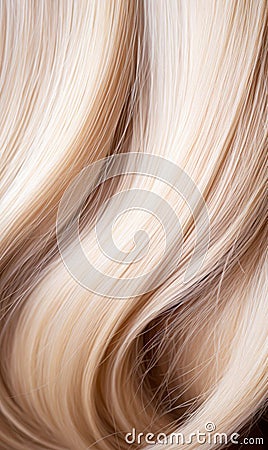 Extreme close-up shot of hair texture, with slight curves blonde with highlights Stock Photo