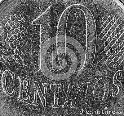 Extreme close up shot of 10 centavos Brazilian coin Stock Photo