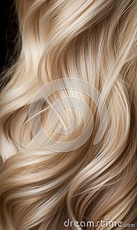 Extreme close-up shot of hair texture, with slight curves blonde with highlights Stock Photo