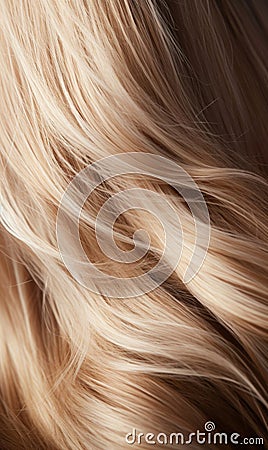 Extreme close-up shot of hair texture, with slight curves blonde with highlights Stock Photo