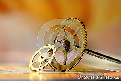 Close up shot of tiny watch gears Stock Photo